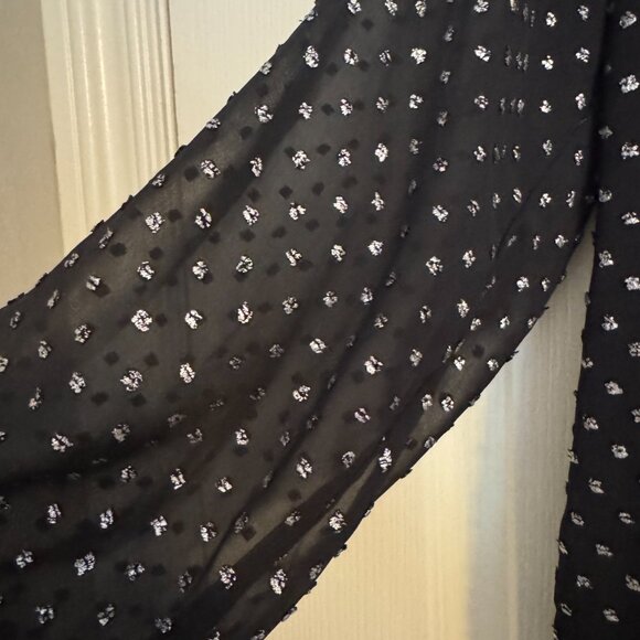 GAP - Metallic Clip-Dot Blouse - L - Black with silver - Picture 2 of 8